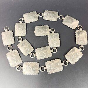 Silver Tone Rectangular Scalloped Concho Chain Belt 35''